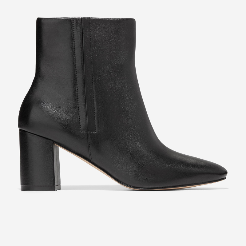 Cole Haan/可汗女高跟鞋短靴粗跟尖头中帮皮质春秋保暖防水W26833