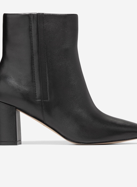 Cole Haan/可汗女高跟鞋短靴粗跟尖头中帮皮质春秋保暖防水W26833