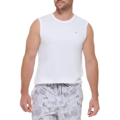 Calvin Klein男士背心CKT恤无袖夏季速干UPF 40+防晒沙滩游泳度假