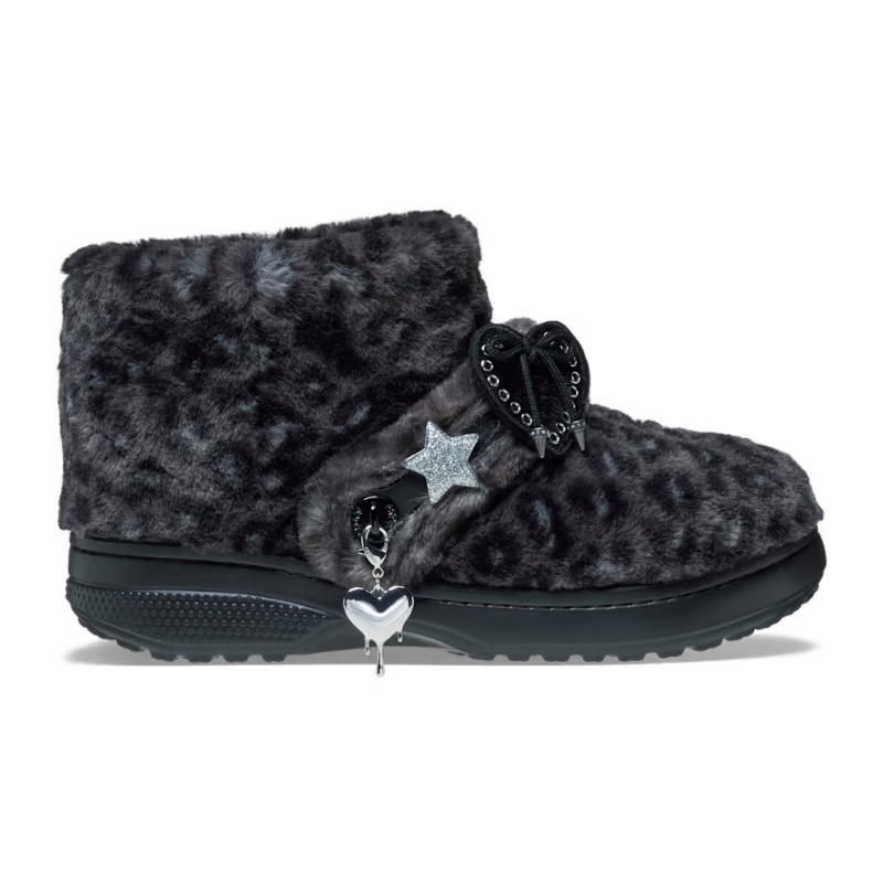 Crocs卡骆驰女鞋短筒靴靴子套筒棉鞋雪地靴豹纹时尚冬季户外保暖