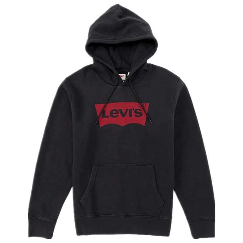 levis/李维斯男抓绒卫衣logo纯色基本款潮连帽套头袋鼠兜正品