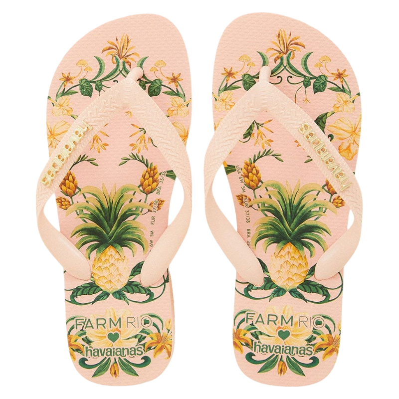 Havaianas哈瓦那凉鞋女人字拖联名款菠萝美人鱼轻便平底印花凉拖