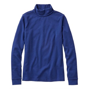 L.L. Bean宾恩女士T恤长袖高领打底衫修身精梳棉套头衫春季女装