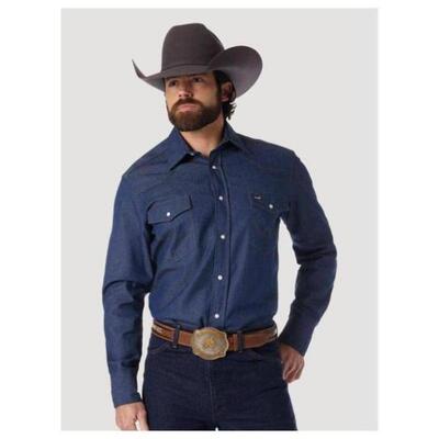 Wrangler/威格男衬衫长袖牛仔工作衫舒适百搭休闲春秋美版701R