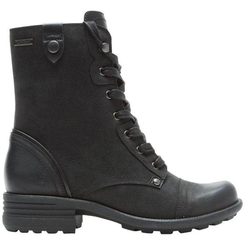 Rockport/乐步女靴子时装靴中筒系带圆头黑色皮质正品RP CI5874