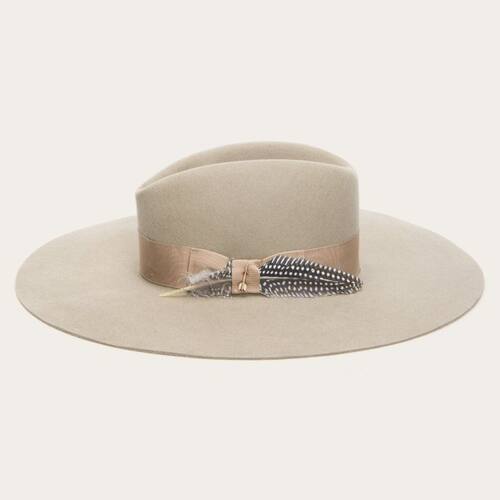 stetson毛毡帽男女西部牛仔风棉质内衬吸汗带天然羽毛超宽帽檐