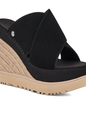 UGG女士凉鞋Abbot拖鞋麂皮鞋面坡跟厚底拖鞋夏季增高百搭9827962