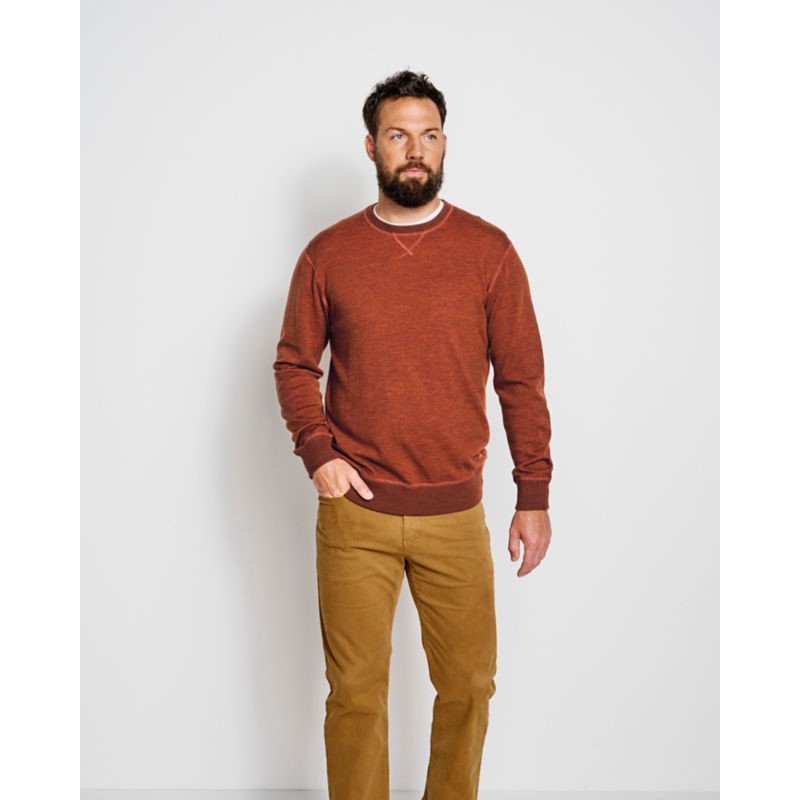 ORVIS男士毛衣美利奴羊毛棉质圆领套头衫保暖春秋打底衫柔软3F9K