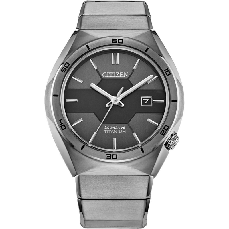 Citizen/西铁城男士手表Eco-Drive银调钛三针石英机芯腕表41mm
