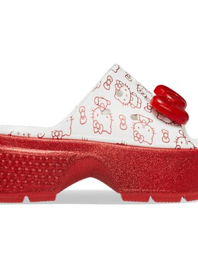 卡骆驰/Crocs洞洞鞋女凉鞋拖鞋厚底Hello Kitty纪念款红色蝴蝶结