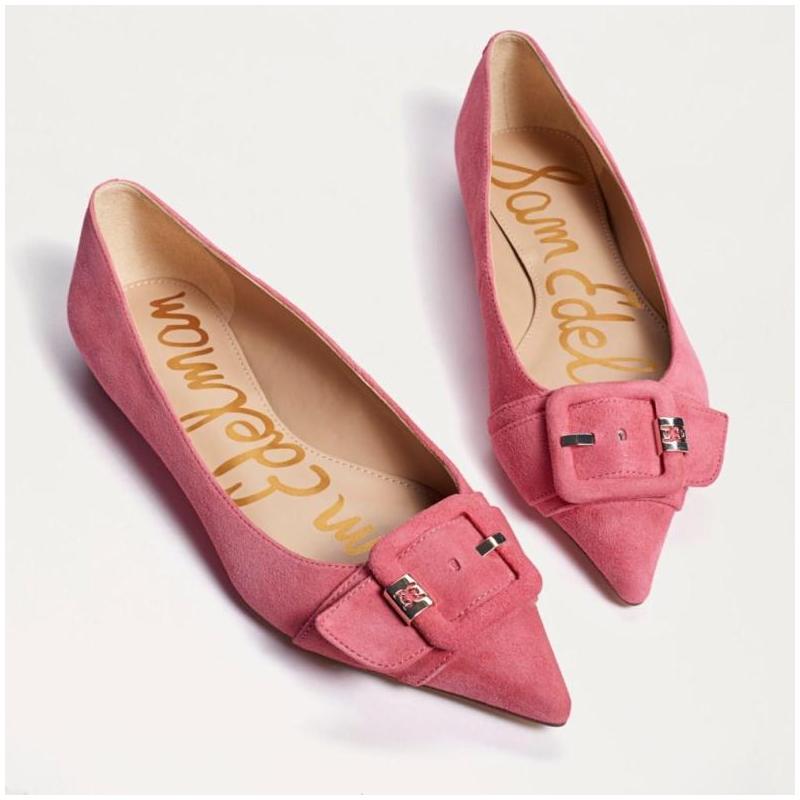 尖头浅口粉色女单鞋