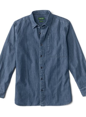 ORVIS男衬衫方领长袖牛仔春夏简约经典柔软百搭吸湿排汗运动3GM7