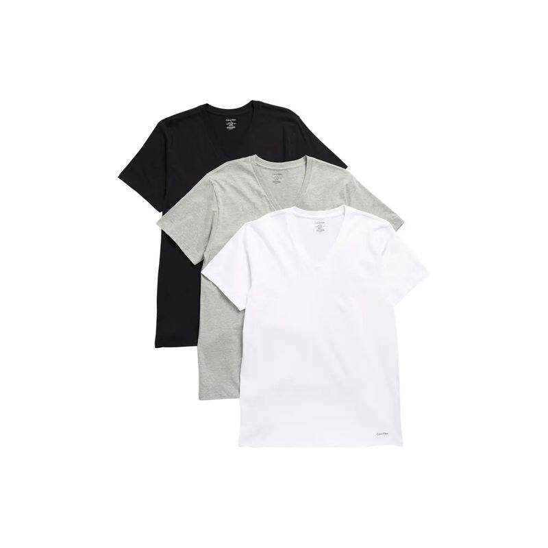 Calvin Klein/凯文克莱CK T恤短袖男子3件装V领纯棉休闲百搭居家图片