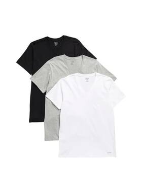 Calvin Klein/凯文克莱CK T恤短袖男子3件装V领纯棉休闲百搭居家