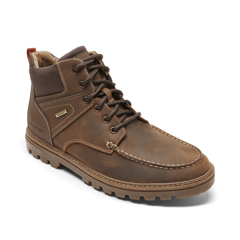 Rockport/乐步男士防水休闲皮鞋工装鞋中帮系带户外短靴春秋正品