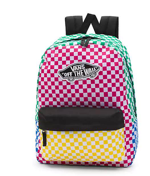 VANS/范斯男女双肩背包书包休闲彩色格子耐磨22L时尚正品358951