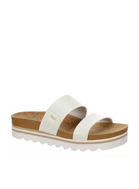 Reef女运动拖鞋一字拖夏季橡胶底坡跟米白色舒适缓冲正品202021