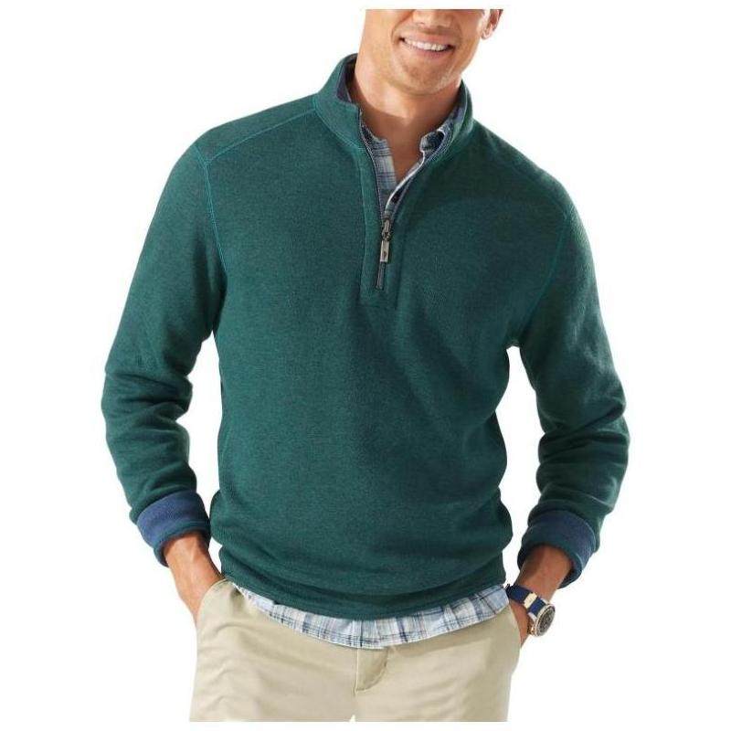 tommy bahama男套头衫半拉链长袖立领休闲百搭棉质舒适正品b6426