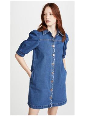 See by Chloe女士连衣裙牛仔裙系扣短袖方领百搭正品SEECL42234