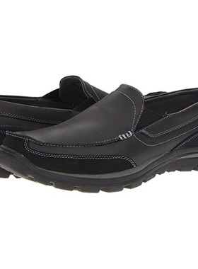 Skechers/斯凯奇男休闲鞋纯皮面健步软底老人鞋乐福鞋正品75345