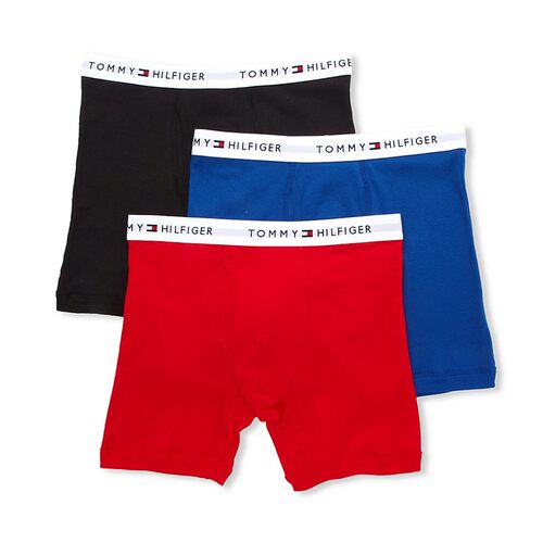 TOMMY HILFIGER/汤米男平角内裤短裤家居裤四角休闲纯棉3条正品