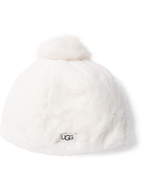 UGG儿童帽子男女通用人造毛皮毛线帽带人造绒球冬季保暖软9740625
