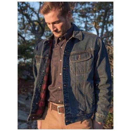 Wrangler威格男外套牛仔服夹克复古海蓝法拉绒内里春秋做旧RJK32