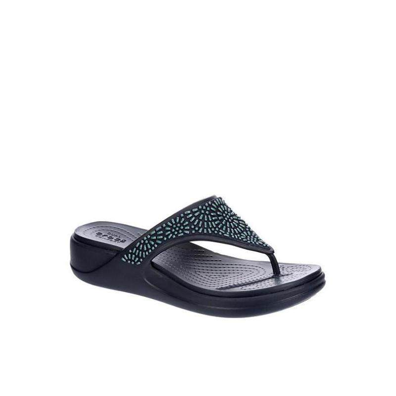 crocs卡骆驰女拖鞋人字拖夏季橡胶底坡跟缓冲时尚柔软正品231026