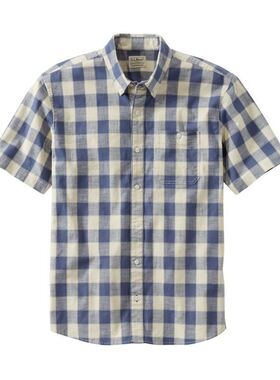 L.L. Bean/宾恩男士衬衫短袖夏季格子衫系扣领商务休闲简TA514024