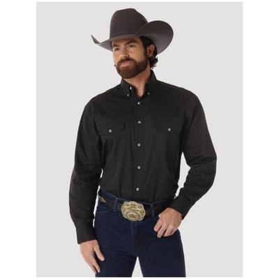 Wrangler/威格男士衬衫长袖纯色柔软舒适百搭休闲舒适春秋季美版