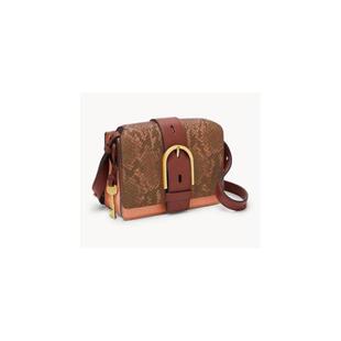 Fossil/化石女马鞍包斜挎包小方包蟒蛇纹压花百搭72376460526