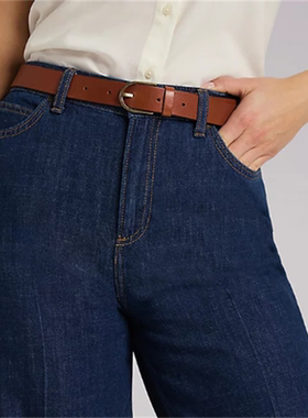 Lee女腰带净版纯白色金属扣耐用休闲复古西部风M码正品2776127