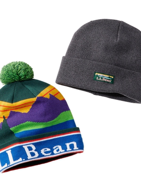 L.L.BEAN宾恩男士毛线帽2件套保暖舒适帽子针织毛球柔软TA521079