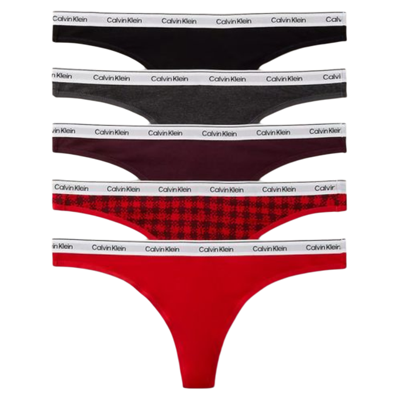 Calvin Klein女士内裤CK丁字裤5条装性感柔软棉质三角内裤比基尼