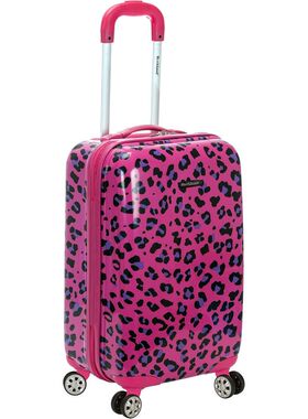 ROCKLAND女士旅行箱甜美印花硬面拉杆箱20寸登机豹纹行李箱万向轮