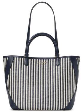 kate spade NEW YORK手提包托特包购物袋皮条纹稻草正品13463188
