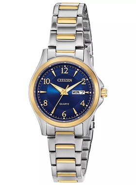 Citizen/西铁城女士手表蓝色表盘腕表礼物28mm石英表EQ0595-55L