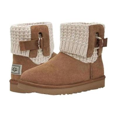 UGG女雪地靴棉鞋靴子防滑Solene MINI反绒冬季短靴拼接加厚保暖