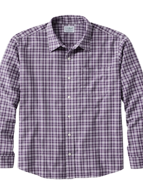 L.L.BEAN宾恩男士长袖拉绒棉衬衫防褶皱春秋保暖格子衫TA521030