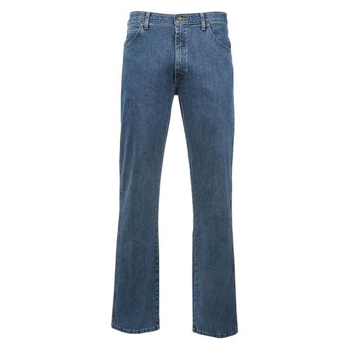 Wrangler做旧腰净版纯色牛仔裤