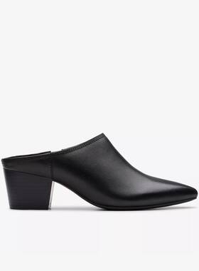 clarks/其乐女高跟鞋皮鞋单鞋无后跟方跟粗跟正装通勤办公室休闲