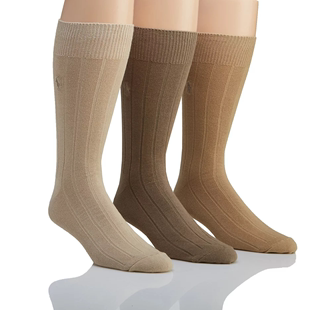 lauren 拉夫劳伦男运动袜高筒舒适长袜3件正品 ralph polo 1169057