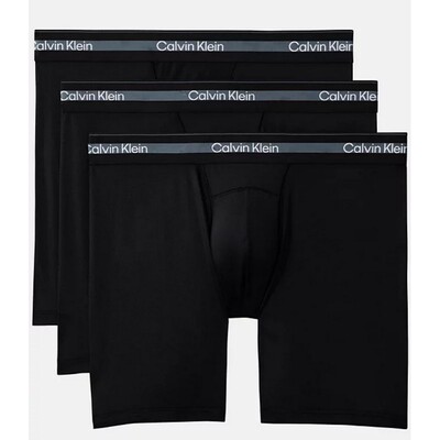 Calvin Klein高档男士平角内裤3条装黑色款透气网眼2026春夏季新