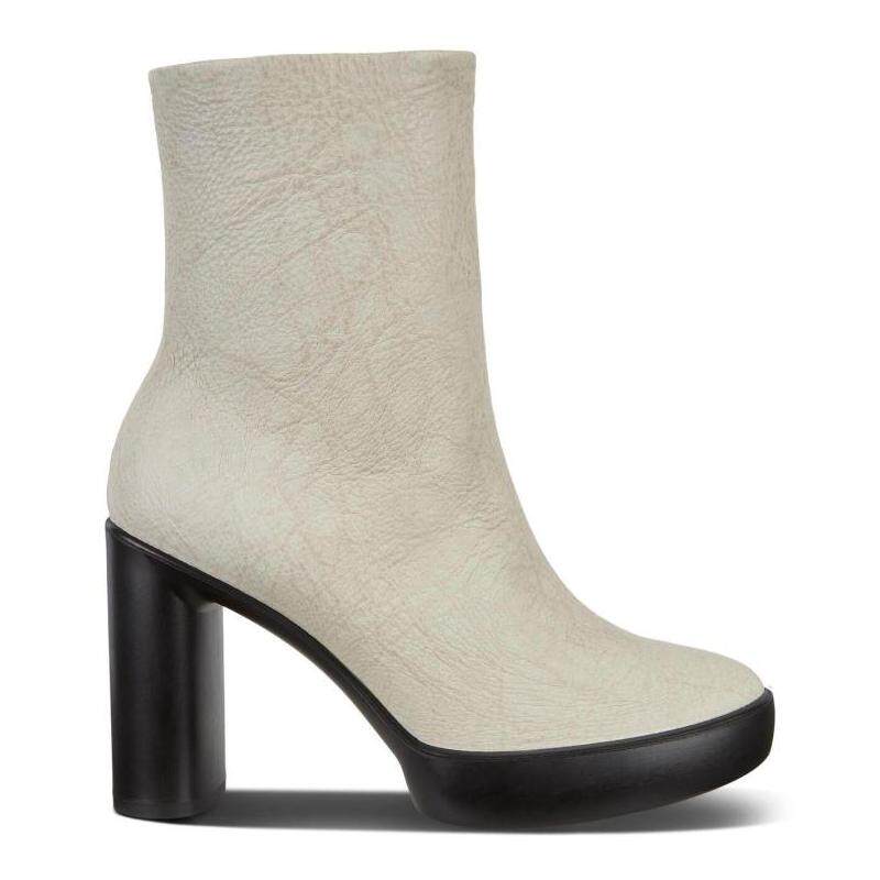 ecco爱步女短靴皮靴高跟粗跟防水台春秋时尚真皮正品207863