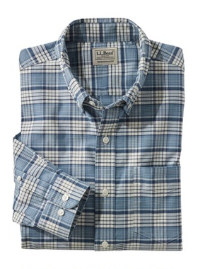 L.L.Bean/宾恩男衬衫长袖方领系扣休闲格子商务上班春秋TA510030