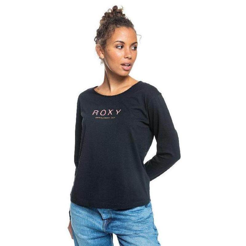roxy女长袖t恤通勤时尚透气百搭舒适纯色圆领纯棉正品erjzt05265