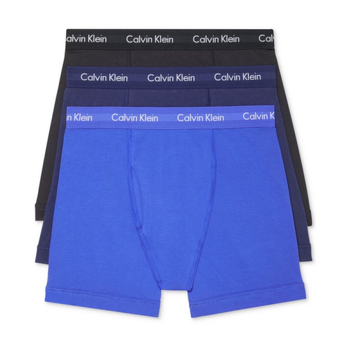 Calvin Klein/凯文克莱男平角内裤3件装棉质弹力舒适提花腰边四角