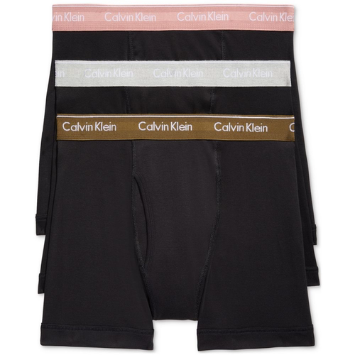 Calvin Klein/凯文克莱男平角内裤3件装棉质经典四角内衣舒适弹力