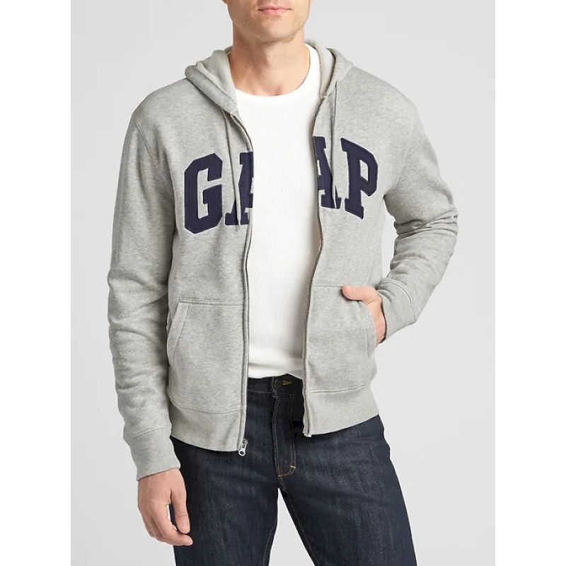 Gap徽标拉链连帽衫简约经典抽绳