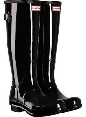 Hunter女款新款黑色亮面高筒雨鞋舒适正品10262231